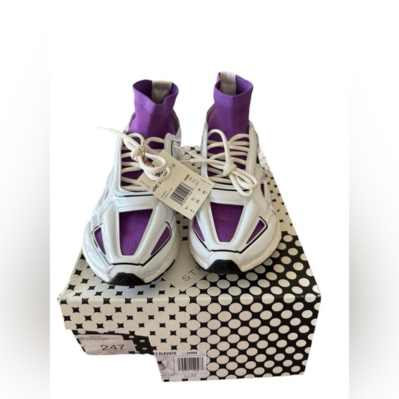 NIB Adidas by Stella McCartney Women’s Ultraboost 22 Running Shoes White/Purple - Picture 6 of 10